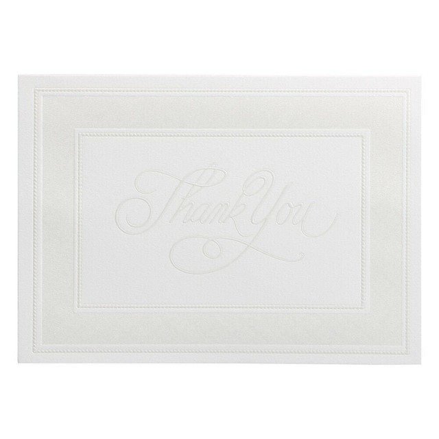 JAM PAPER AND ENVELOPE 336334864 JAM Paper Thank You Card Sets, 4-7/8in x 3-3/8in, White Cards With Pearl Border And White Envelopes, Pack Of 25 Cards And Envelopes