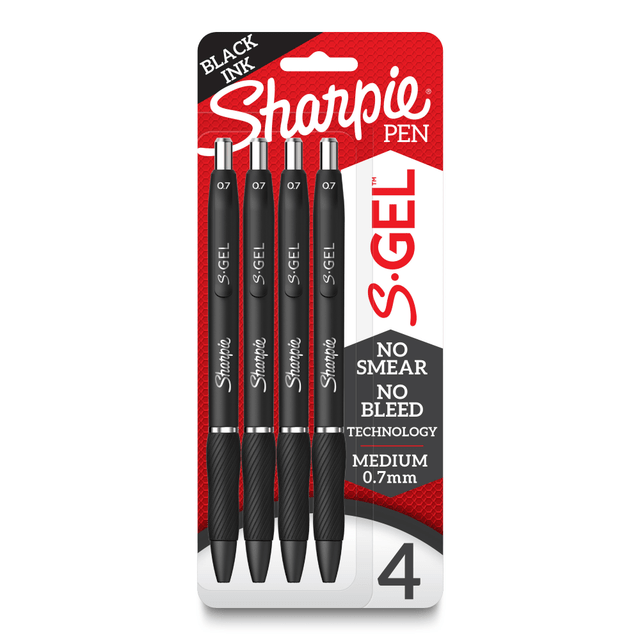 Experience a high-performance gel pen with the Sharpie S-Gel. With no smear, no bleed technology, this Sharpie pen delivers an exceptional writing experience. The gel ink pen features intensely bold colors for always vivid writing, while the contoured rubber grip provides you a comfortable writing experience during any writing task.  Gel pen with no smear, no bleed technology  Intensely bold gel ink colors offer always vivid writing  Contoured rubber grip for a comfortable writing experience  Medium Point (0.7mm)  Experience a high-performance gel pen with the Sharpie S-Gel. With no smear, no bleed technology, this Sharpie pen delivers an exceptional writing experience. The gel ink pen features intensely bold colors for always vivid writing, while the contoured rubber grip provides you a comfortable writing experience during any writing task  Refillable - designed to be used repeatedly, helping you avoid single-use disposables and potentially save money.