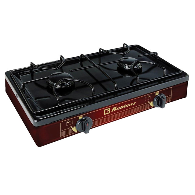 THORNE ELECTRIC COMPANY PFK-200 Koblenz 2-Burner Outdoor Gas Stove Top, Red/Black