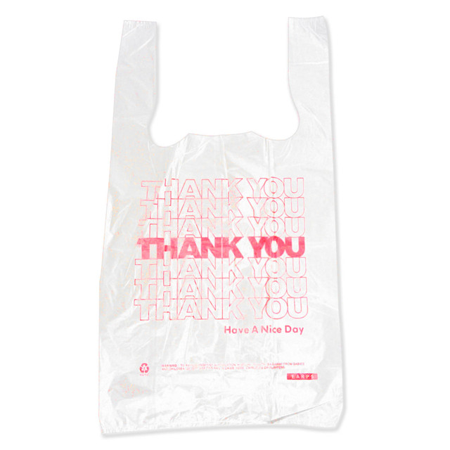 BARNES PAPER COMPANY BPC 10519THYOU  High Density Plastic T-Sacks, 19inH x 10inW x 5inD, Thank-You, Case Of 2,000 T-Sacks