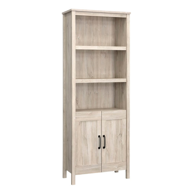 SAUDER WOODWORKING CO. 434879 Sauder Select 72inH 5-Shelf Bookcase With Doors, Chalk Oak