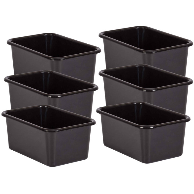 EDUCATORS RESOURCE TCR20380-6 Teacher Created Resources Small Plastic Storage Bins, 5inH x 11-3/8inW x 7-3/4inD, Black, Pack Of 6 Bins EDUCATORS RESOURCE TCR20380-6 Teacher Created Resources Small Plastic Storage Bins, 5inH x 11-3/8inW x 7-3/4inD, Black, Pack Of 6 Bins