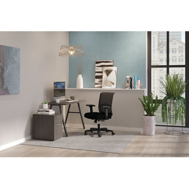 HON HONMOD145  Mod 48inW Table Writing Desk With Mobile Storage, Black/Slate Teak