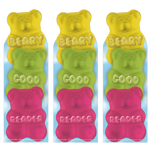 EDUCATORS RESOURCE EU-834051-3 Eureka Bookmarks, 2in x 6in, Beary Good Reader Gummy Bear Scented, 24 Per Pack, Set Of 3 Packs