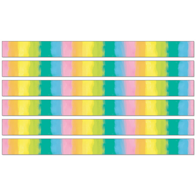 Decorate bulletin boards with the Carson Dellosa Education Happily Ever Elementary Creatively Inspired Straight Borders. These borders are acid-free to help prevent yellowing, and they're made of paper for lasting use.  Acid-free design helps prevent yellowing.  Made of paper for durability.  Each pack contains 12 borders for a total of 72 borders.