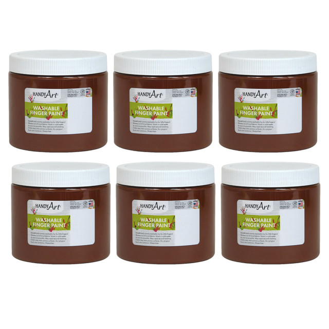 EDUCATORS RESOURCE RPC241050-6 Handy Art Washable Finger Paints, 16 Oz, Brown, Pack Of 6 Paints