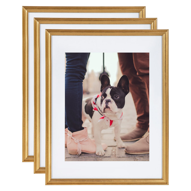 UNIEK INC. 216960 Kate and Laurel Adlynn Wall Picture Frame Set, 19in x 15in With Mat, Gold, Set Of 3 UNIEK INC. 216960 Kate and Laurel Adlynn Wall Picture Frame Set, 19in x 15in With Mat, Gold, Set Of 3