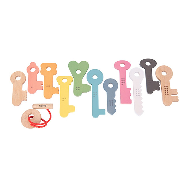 LEARNING ADVANTAGE CTU73474 TickiT Rainbow Wooden Keys, Assorted Colors, Set Of 11 Keys, Pre-K
