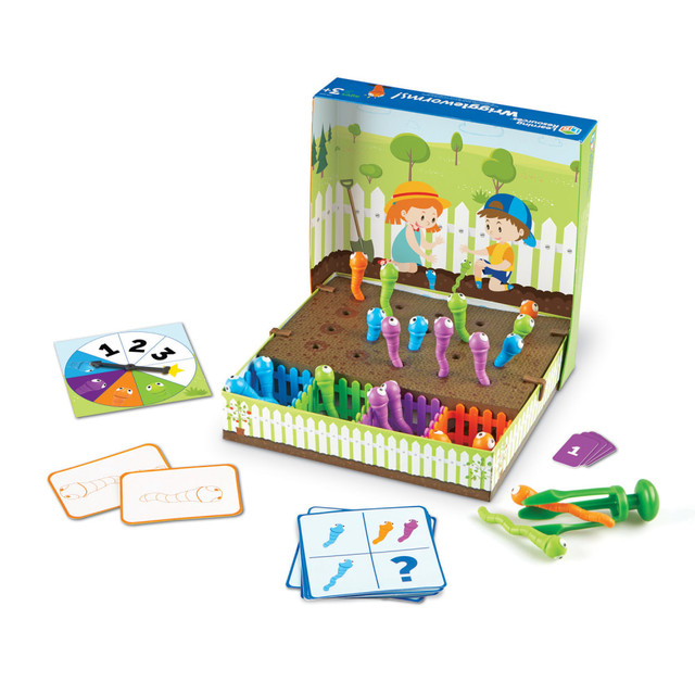 Pull up new fine motor skills one wiggly worm at a time with the Wriggleworms! Fine Motor Activity Set. Kids can catch and pull colorful worms from the soft foam activity board using the specially designed Tri-Grip Tong, strengthening hand strength, pencil grip, and coordination. With a spinner and activity cards, this set turns learning into a fun game while helping kids master colors, sorting, and early math skills.  Build new fine motor skills every time you catch these colorful worms  Strengthen pencil grip, coordination, and fine motor essentials with the tri-grip tong  5-in-1 preschool learning fun-master colors, numbers, and more  No-mess-dig for worms without the dirt  Includes spinner and activity cards for added learning  Ideal for preschool and kindergarten classrooms