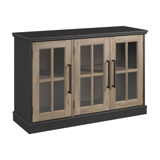 BUSH INDUSTRIES INC. WBV146V2R-Z Bush Furniture Westbrook 46inW TV Stand For 65in TVs, Vintage Black/Restored Tan Hickory, Standard Delivery BUSH INDUSTRIES INC. WBV146V2R-Z Bush Furniture Westbrook 46inW TV Stand For 65in TVs, Vintage Black/Restored Tan Hickory, Standard Delivery