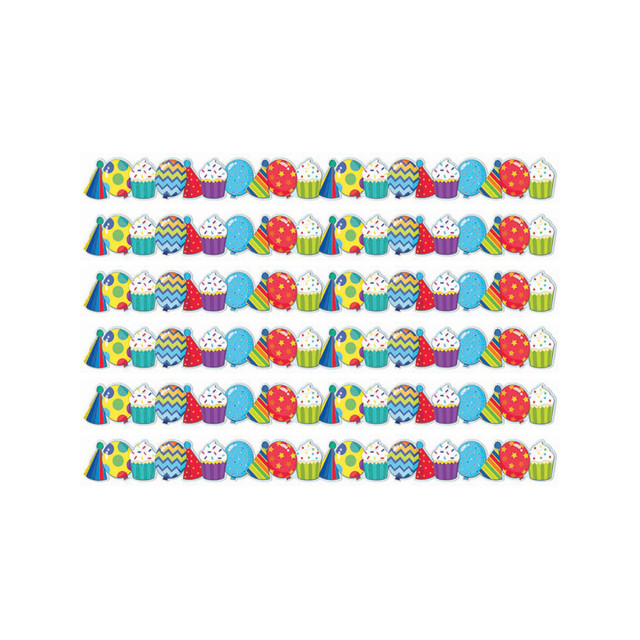Add a decorative touch almost anywhere with the Eureka Extra Wide Deco Trim Packs. These extra wide acid-free paper strips can be used as borders on bulletin boards, doors and more.  Made of acid-free paper.  Extra wide design.  Helps liven up your classroom, bulletin boards and more.  Each celebrate pack includes 12 strips, each measuring 3-1/4in x 37in for a total of 37ft.