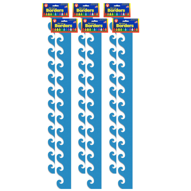 EDUCATORS RESOURCE HYG33602-6 Hygloss Classroom Borders, Blue Waves Mighty Brights, 12 Borders Per Pack, Set Of 6 Packs EDUCATORS RESOURCE HYG33602-6 Hygloss Classroom Borders, Blue Waves Mighty Brights, 12 Borders Per Pack, Set Of 6 Packs