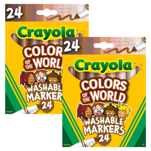EDUCATORS RESOURCE BIN587802-2 Crayola Washable Markers, Broad Line, Colors of the World, Pack Of 24 Markers, Set Of 2 Packs