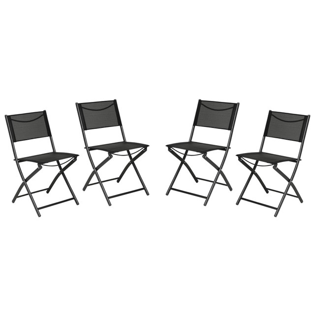 FLASH FURNITURE 4TLHSC097BLK Brazos Series Outdoor 4pcs Folding Chair with Flex Comfort Material and Metal Frame, Black FLASH FURNITURE 4TLHSC097BLK Brazos Series Outdoor 4pcs Folding Chair with Flex Comfort Material and Metal Frame, Black