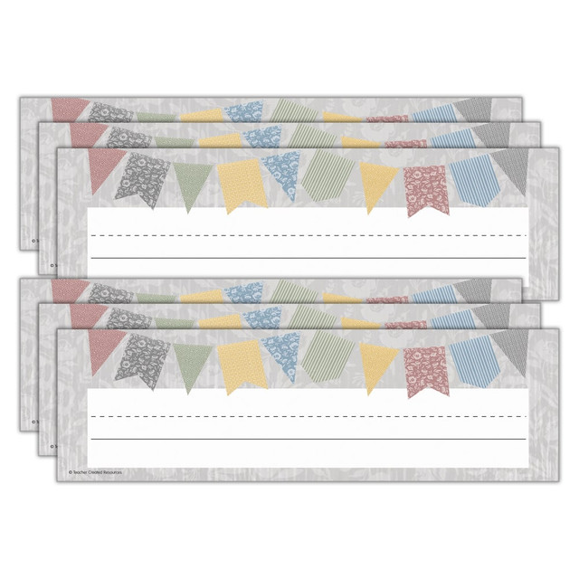 EDUCATORS RESOURCE TCR7191-6 Teacher Created Resources Flat Name Plates, 3-1/2inH x 11-1/2inW x 1/10inD, Classroom Cottage, 36 Name Plates Per Pack, Set Of 6 Packs