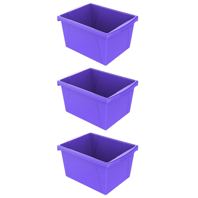 EDUCATORS RESOURCE STX61481U06C-3 Storex Classroom Storage Bins, 4 Gallon, 7-15/16inH x 11-5/16inW x 13-5/8inD, Purple, Pack Of 3 Bins EDUCATORS RESOURCE STX61481U06C-3 Storex Classroom Storage Bins, 4 Gallon, 7-15/16inH x 11-5/16inW x 13-5/8inD, Purple, Pack Of 3 Bins
