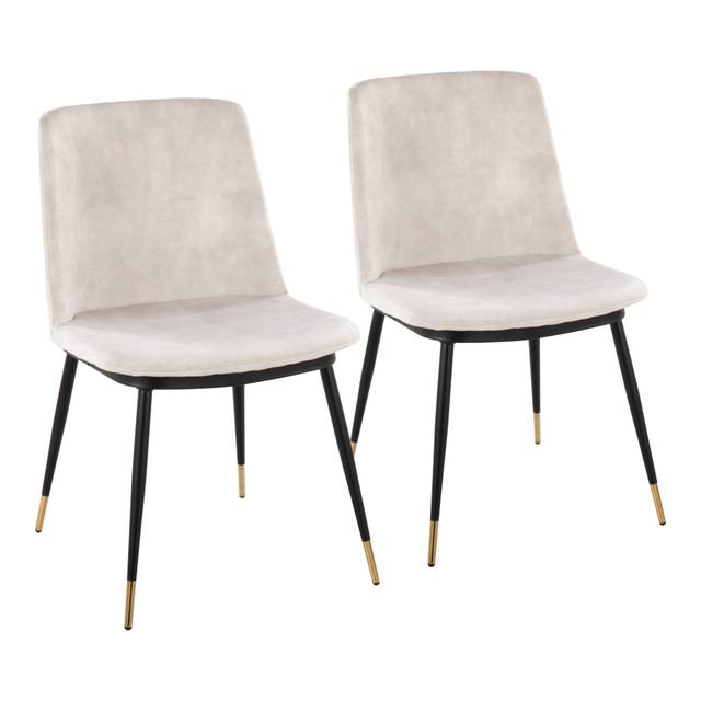 LUMISOURCE, LLC CH-WANDA BKVBG2 LumiSource Wanda Contemporary Chairs, Black/Beige/Gold, Set Of 2 Chairs