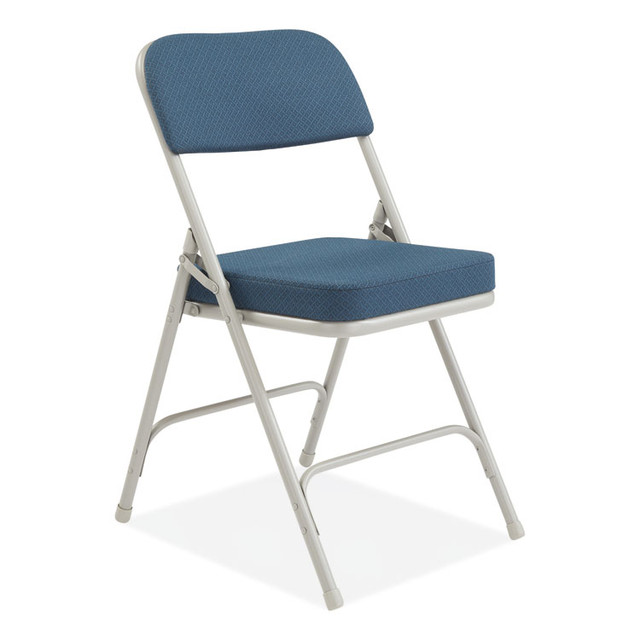 NATIONAL PUBLIC SEATING NPS® 3215 3200 Series Fabric Dual-Hinge Folding Chair, Supports Up to 300 lb, Regal Blue Seat, Regal Blue Back, Gray Base, 2/Carton