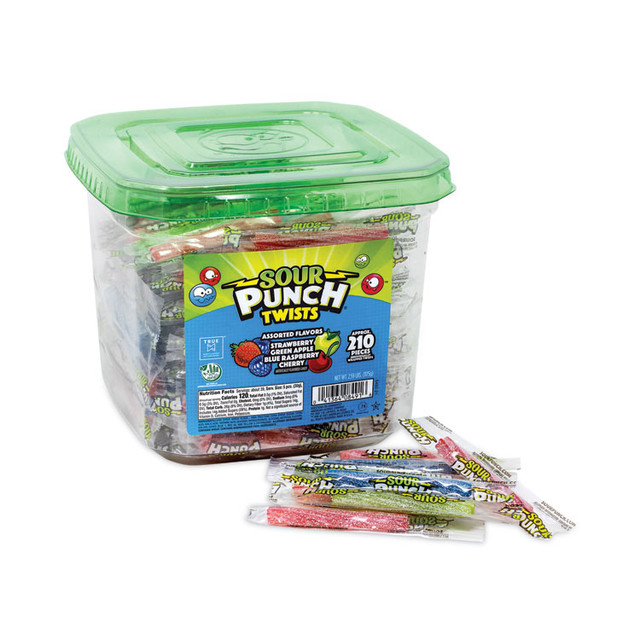 AMERICAN LICORICE COMPANY Sour Punch® 20916848 Twists, Variety, 2.59 lb Tub, Approx. 210 Pieces