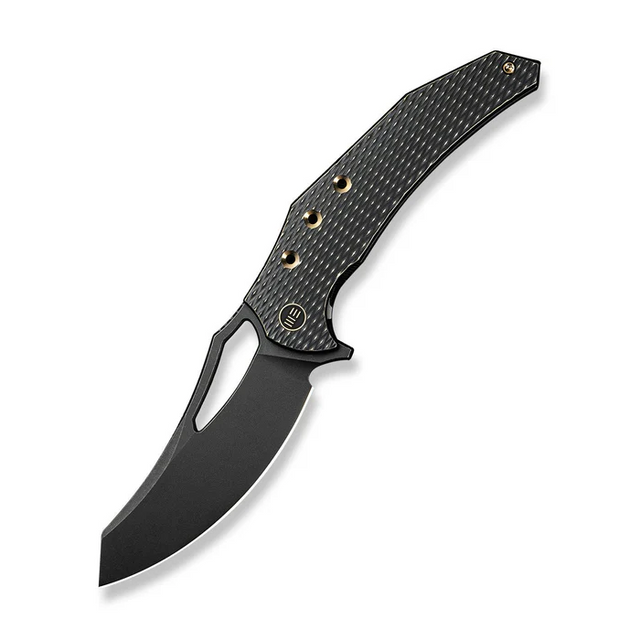 We Knife WE24024-1 WEKNIFE Epaulette Flipper & Thumb Hole Knife Diamond Patterned Black Titanium Handle (3.45"" Black Stonewashed Bohler M390 Blade) WE24024-1 We Knife WE24024-1 WEKNIFE Epaulette Flipper & Thumb Hole Knife Diamond Patterned Black Titanium Handle (3.45"" Black Stonewashed Bohler M390 Blade) WE24024-1
