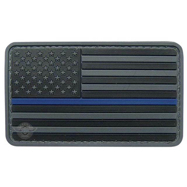TRU-SPEC 6782000 U.S. Flag Black w/ Blue Stripe Morale Patch (6 PACK)