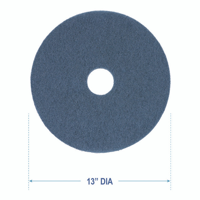 BOARDWALK 4013 BLU Scrubbing Floor Pads, 13" Diameter, Blue, 5/Carton