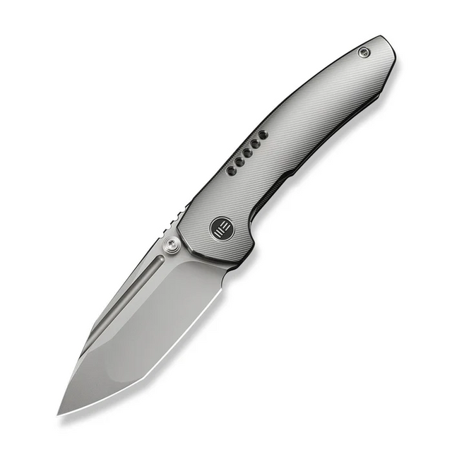 We Knife WE24043-2 WEKNIFE Micro Trogon Thumb Stud Knife Satin Polished Titanium Handle We Knife WE24043-2 WEKNIFE Micro Trogon Thumb Stud Knife Satin Polished Titanium Handle