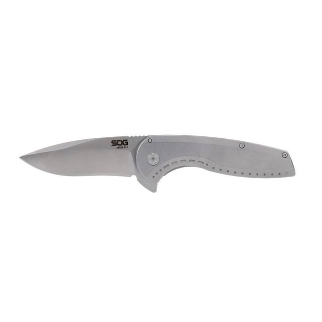 SOG SOG-14-41-03-43 SOG Aegis FLK 2.0 Frame Lock 14-41-03-43 Stonewashed Stainless Steel Pocket Knife SOG SOG-14-41-03-43 SOG Aegis FLK 2.0 Frame Lock 14-41-03-43 Stonewashed Stainless Steel Pocket Knife