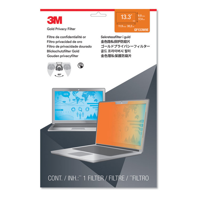 3M/COMMERCIAL TAPE DIV. GF133W9E Touch Compatible Gold Privacy Filter for 13.3" Widescreen Laptop, 16:9 Aspect Ratio