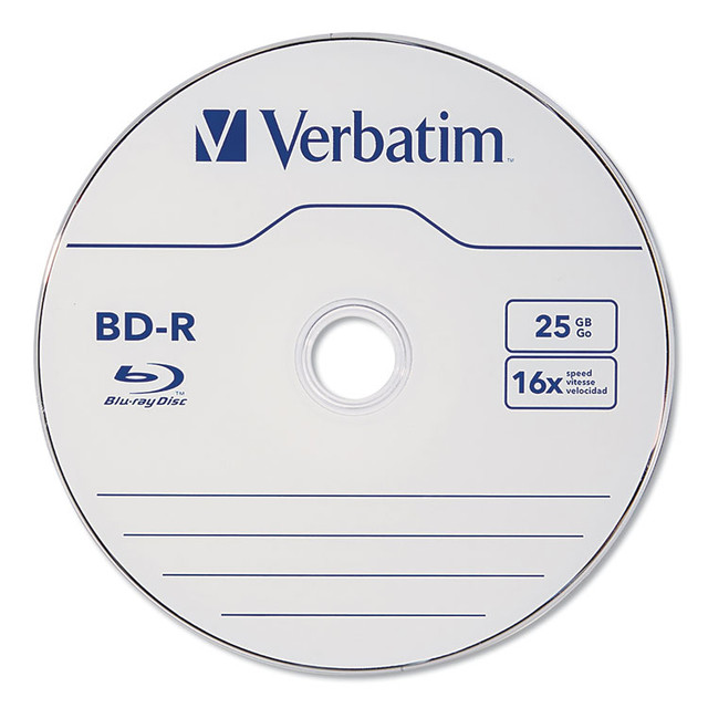 VERBATIM CORPORATION 97238 BD-R Blu-Ray Disc, 25 GB, 16x, White, 10/Pack