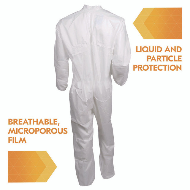 SMITH AND WESSON KleenGuard™ 44306 A40 Zipper Front Liquid and Particle Protection Coveralls, 3X-Large, White, 25/Carton