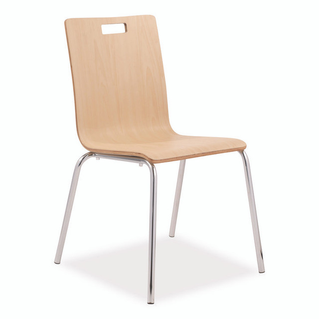 NATIONAL PUBLIC SEATING NPS® BCC224 Bushwick Series Bentwood Chair, Supports Up to 500 lb, 18" Seat Height, Natural Seat, Natural Back, Chrome Base, 4/Pack