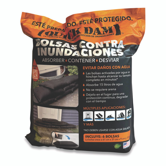 ABSORBENT SPECIALTY PRODUCTS Quick Dam QD12246ES Flood Bags, 12" x 24" x 3.5", 6 Bags/Pack