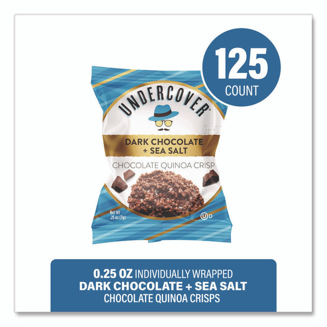 UNDERCOVER SNACKS 30700382 Dark Chocolate and Sea Salt Mini Quinoa Crisps, 0.25 oz Bag, 125/Carton