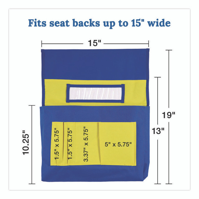 CARSON-DELLOSA EDUCATION 158036 Chairback Buddy for Student Chairs with a Back Width Up to 15", Medium, 15 x 1.5 x 19, Fabric, Blue/Yellow