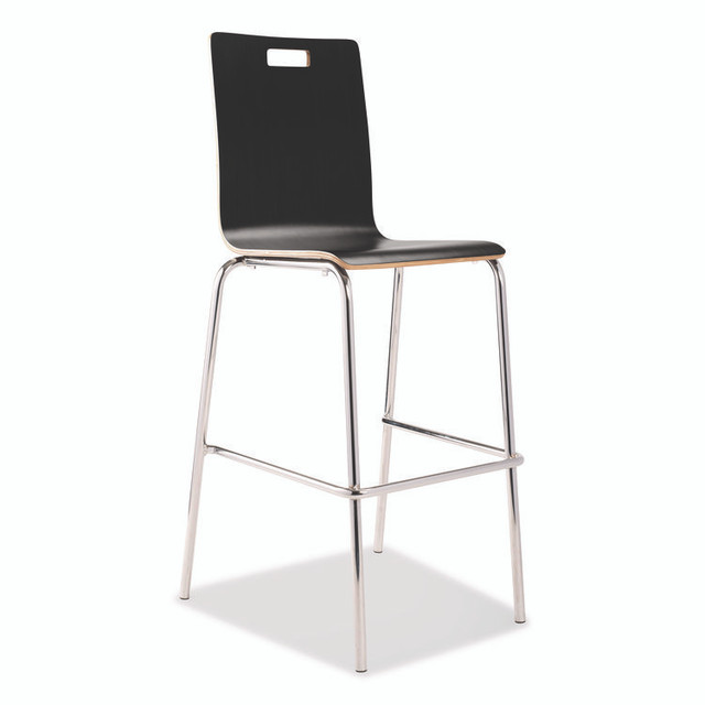 NATIONAL PUBLIC SEATING NPS® BCS234 Bushwick Series Bentwood Stool, Supports Up to 500 lb, 30" Seat Height, Black Seat, Black Back, Chrome Base, 4/Pack