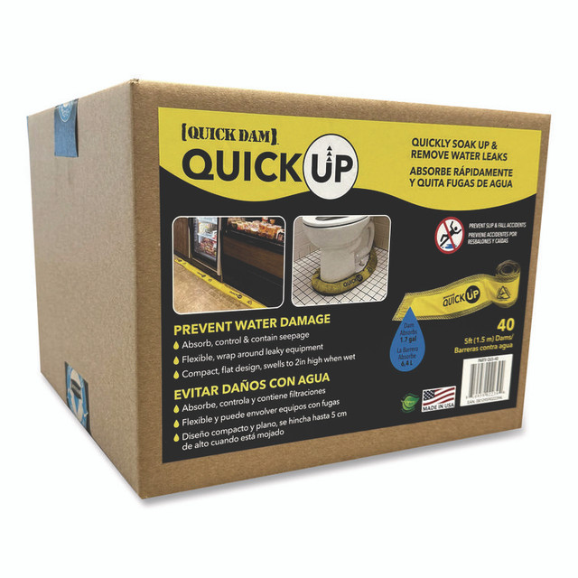 ABSORBENT SPECIALTY PRODUCTS Quick Dam QU540 Quick Ups, 4" x 5 ft x 2", 40/Box