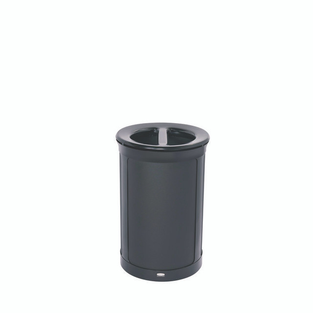 RUBBERMAID COMMERCIAL PROD. 2172844 ENHANCE Series Waste Receptacle, Dual Top Hole, 23 gal, Metal, Jet Black Metallic