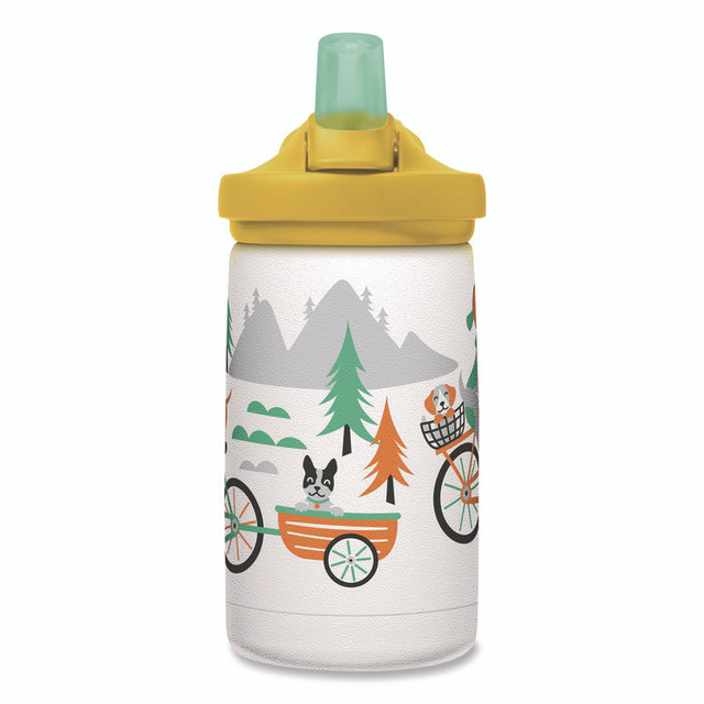 CAMELBAK 2665107035 Eddy + Kids Water Bottle, Biking Dogs Design, 12 oz, Multicolor