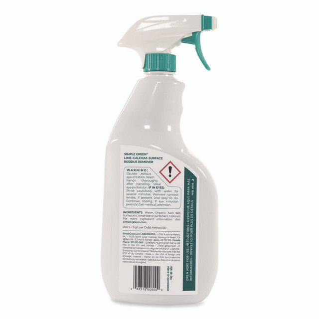 SUNSHINE MAKERS, INC. Simple Green® 1700032 Lime Calcium Surface Residue Remover, 32 oz Spray Bottle, 12/Carton