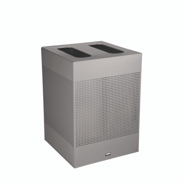 RUBBERMAID COMMERCIAL PROD. 2182675 Designer Line Silhouettes Waste Receptacle, 34 gal, Steel, Silver Metallic