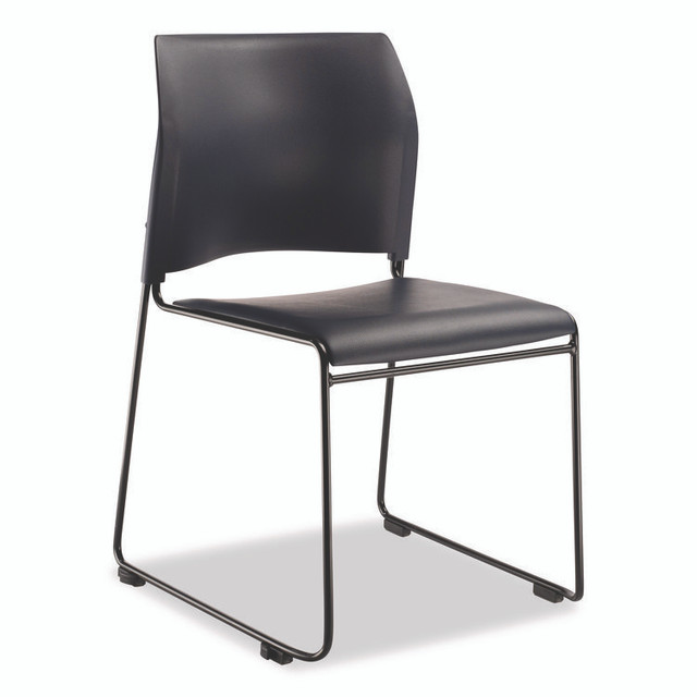 NATIONAL PUBLIC SEATING NPS® 870410044 8700 Series Cafetorium Plush Vinyl Stack Chair, Supports Up to 500 lb, 18" Seat Height, Blue Seat/Back, Black Base, 4/Carton