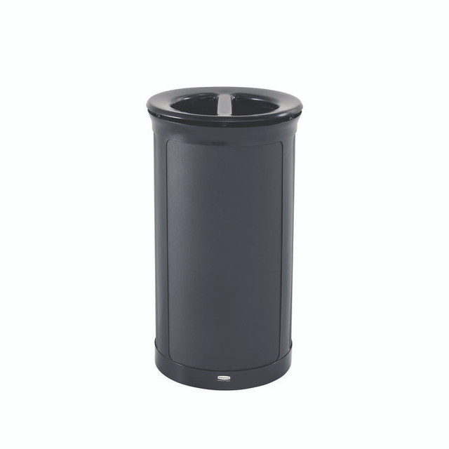RUBBERMAID COMMERCIAL PROD. 2172848 ENHANCE Series Waste Receptacle, Dual Top Hole, 33 gal, Metal, Jet Black Metallic