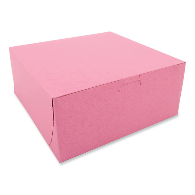 SOUTHERN CHAMPION TRAY SCT® 0861 Pink One-Piece Non-Window Bakery Box, 9 x 9 x 4, Pink, Paper, 200/Carton