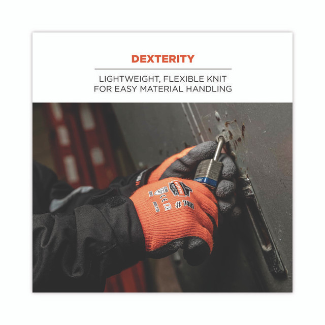 TENACIOUS HOLDINGS, INC. ergodyne® 17625 ProFlex 7401-CASE Coated Lightweight Winter Gloves, EN388: 2131X, 9" Long, X-Large, Orange, Pair