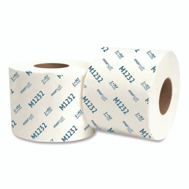 MORCON Tissue M1232 Morsoft Controlled Bath Tissue, Septic Safe, 1-Ply, White, 1,200 Sheets/Roll, 48 Rolls/Carton