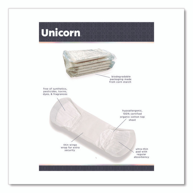 UNICORN TOP08197 Cotton Maxi Pads with Wings, Regular Absorbency, 40 Pads/Cartridge, 6 Cartridges/Pack