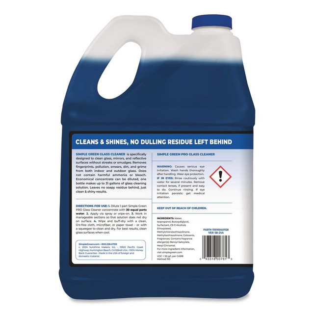 SUNSHINE MAKERS, INC. Simple Green® 1101128 Pro Glass Cleaner, 1 gal Bottle, 4/Carton