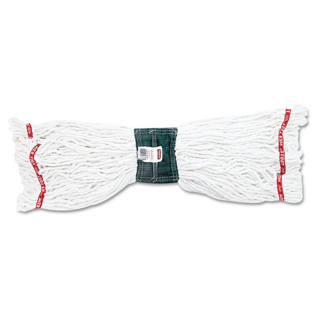 RUBBERMAID COMMERCIAL PROD. A25206WHICT Web Foot Shrinkless Looped-End Wet Mop Head with 5" Headband, Cotton/Synthetic, Medium, White, 6/Carton