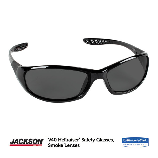 SMITH AND WESSON KleenGuard™ 25714 V40 HellRaiser Safety Glasses, Black Frame, Smoke Lens